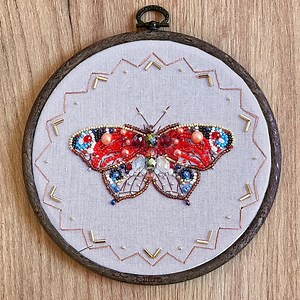 Bead Embroidery Kit - Butterfly, DIY Craft Kit, Needlepoint Kit, Beetle Embroidery, Bug, Beginner Full Kit, and Hoop ART - Etsy