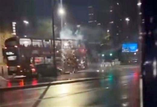 Moment mindless yob shoots firework 'rocket launcher'