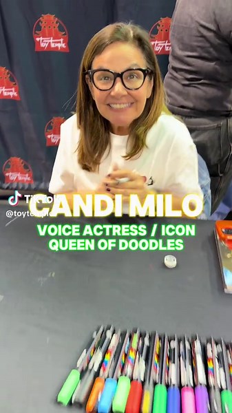 @Candi Milo! aka The Queen of Doodles is at #toytemple Booth 1301 at #wondercon #dexterslaboratory Dexter glasses #muchalucha The Flea trash can #fostershomeforimaginaryfriends Cheese brother ladies The iconic voices actress can do it all!! Check out her set up and signings all weekend!!