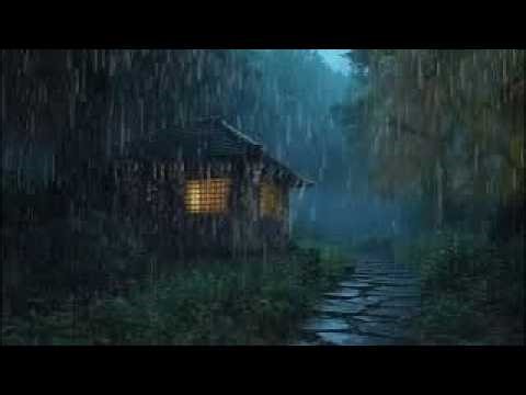 8 Hour Heavy Rain on Rooftop at Night for Insomnia Relief and Relaxation