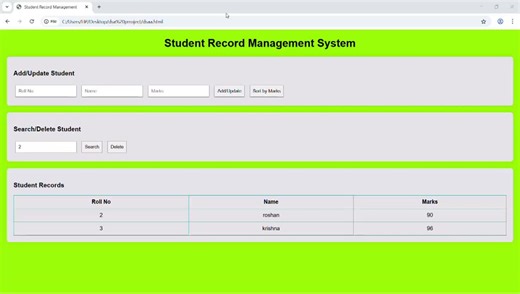 Built a Student Record Management System with HTML, CSS, and JavaScript | ROSHAN KUMAR posted on the topic | LinkedIn