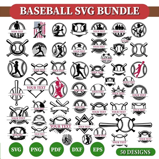 Baseball SVG Bundle, Baseball Mom Svg, Monogram Cut File, Custom Baseball Svg, Baseball Team Svg, Baseball Split Monogram, Cricut,silhouette - Etsy