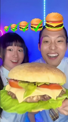 Giant Burger Emoji Challenge ASMR🍔🥵 #asmr #mukbang