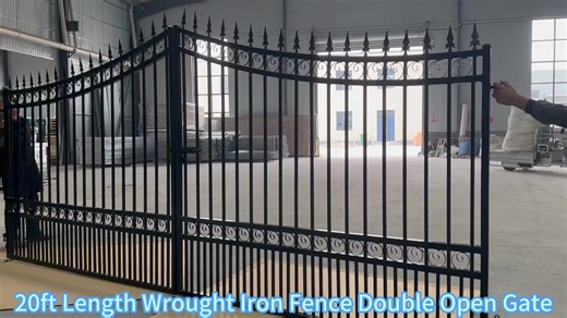 Durable Garden Steel Ornate Gate Swing Driveway Black 14/20ft Steel Dual Wrought Iron Gate