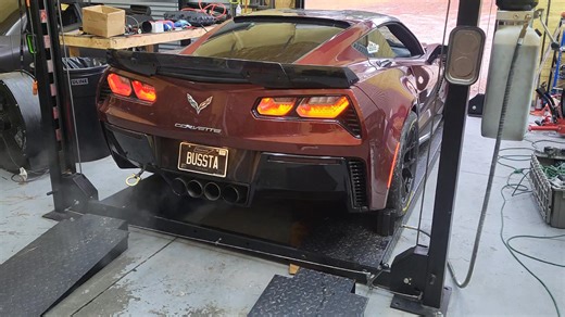 Z06 #1 today. This one wasn't quite ready for the dyno when it showed up yesterday. As usual, we put everything that comes in here on the lift for inspection. That may be the single best idea I ever had and policy I ever instituted. The stuff we are able to find that needs to be addressed before we start making pulls always amazes me. But as usual, we will make everything as it should be before it leaves. We appreciate everyone that entrusts their vehicles to us. We always do our best to work wi