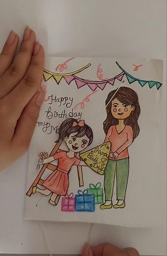 Birthday Card Making For Mom 🎂 // craft #birthdaygift #craft