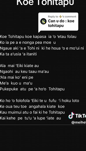 Koe Tohitapu: Special Tongan Song Lyrics