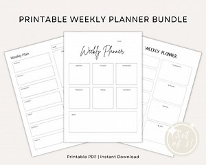 Simple Weekly Planner Printable Bundle - Etsy