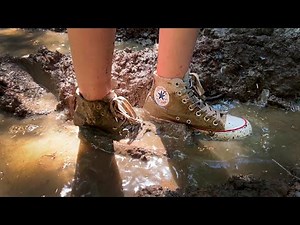 MUDDY CONVERSE ALL STAR, Converse in Mud, Wet and Muddy Converse, Converse Abuse in Forest (# 1061)