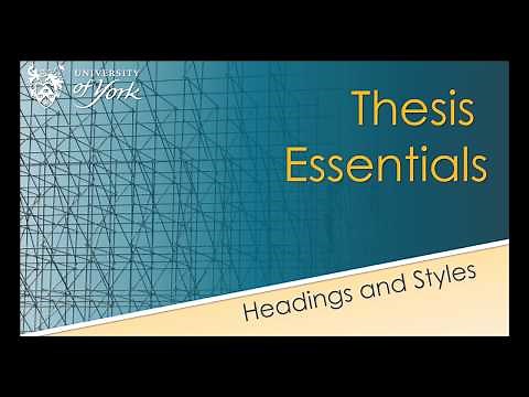 Headings and Styles: Thesis Essentials 2/4