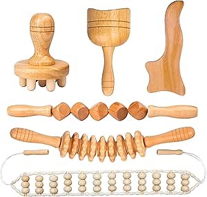 BUYMAX Wood Therapy Massage Tools, Maderoterapia Kit Lymphatic Drainage Massager, Body Sculpting Tools for Lymphatic Drainage, Anti-Cellulite, Muscle Release(6 in 1)