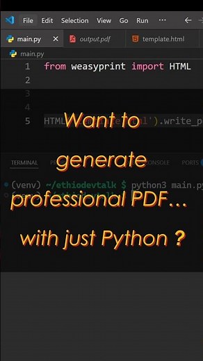 Generate PDF with Python 😎 #python #pythonlibraries #weasyprint #pdf