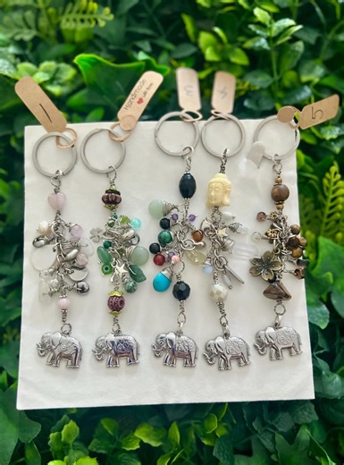 Handmade Elephant Keyring. Mixed Crystal & Gemstone Bag Charm - Etsy Australia