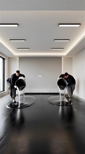 Executive-level flooring.🔥Deep charcoal metallic epoxy with a mirror-gloss luxury finish.