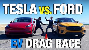 Ecco la drag race tra Tesla Model Y Performance e Ford Mustang Mach-E Performance