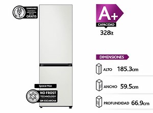 REFRIGERADOR SAMSUNG BOTTOM FREEZER NO FROST 328 L BMF RB33A307001ZS BESPOKE SPACE MAX