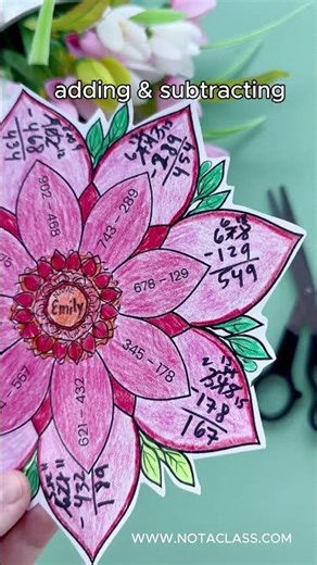 3rd, 4th, 5th Grade Flower Math Activities Bundle | Spring Math Center Worksheets & Bulletin Board