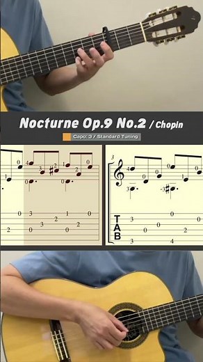 Nocturne Op.9 No.2 / Chopin (Guitar) #guitartab #guitar #fingerstyleguitar #nocturne