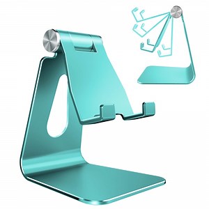 CreaDream Adjustable Cell Phone Stand for Desk, Aluminum Phone Stand Holder for Switch, Perfect for Office/Home-Mint Green