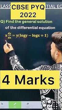 Q) Find the general solution of the differential equation 𝐱 𝐝𝐲/𝐝𝐱=𝐲(𝐥𝐨𝐠𝐲−𝐥𝐨𝐠𝐱+𝟏)