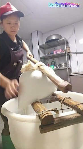 Ancient Rural Craft: Traditional Lever-Pressed Handmade Tofu