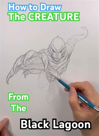 How to Draw the Creature from the Black Lagoon #frankchoartist #creaturefromtheblacklagoon #drawing