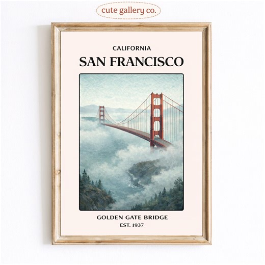 Golden Gate Bridge Poster, San Francisco Wall Art, California Travel Print, City Landmark Decor, Minimal Coastal Aesthetic - Etsy