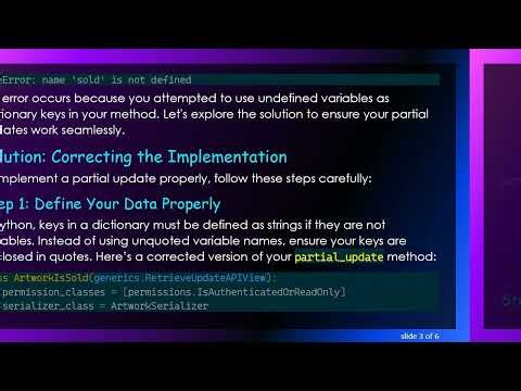 How to Update a Model Using Django Rest Framework's Partial Update View