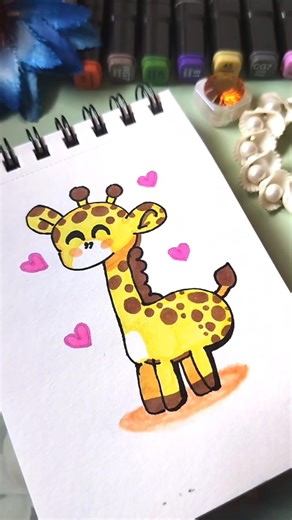 Cute Giraffe Drawing 🦒💗 | Easy Cartoon Animal Art for Kids Baby Giraffe Illustration Step by Step