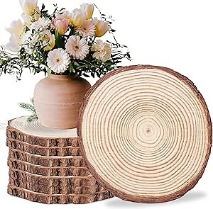8Pcs Large Wood Centerpieces for Tables, 8-9 Inches Rustic Wood Slices for Centerpieces, Natural Wooden Centerpieces for Tables Wedding, Party, Rustic Decor, Art Creation