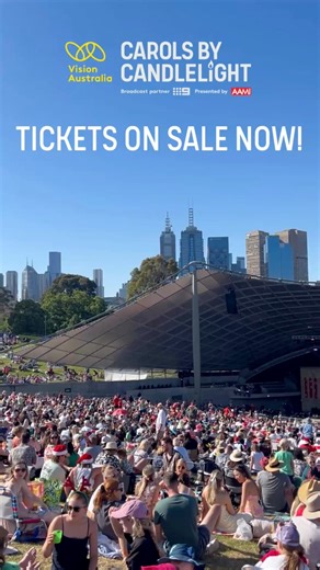 Tickets for Vision Australia's 88th Carols by Candlelight, presented by AAMI, are officially on sale! 🎟🎉 Don't miss out on a night full of magic and wonder - this is your chance to take that feeling of Christmas magic, and share it with kids who really need your support ⭐ Head to https://bit.ly/47gQ5Pl to secure your tickets today! #CarolsByCandlelight #ShareTheMagic ID: This video opens with a panoramic shot of the Sidney Myer Music Bowl, with the Carols by Candlelight logo present above whit