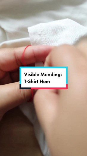 Simple t-shirt hem. Credit Arounna Khounnoraj with Bookhou. #crafter #crafting #craftboxsubscription #craftworkshop #hem #stitching #visiblemending