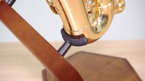 STRICH Wooden Saxophone Stand Display For Alto Tenor Sax, Handmade Solid Wood Floor Stand Holder Colour Walnut, Weighted Heavy Base (FH-4, Sax)