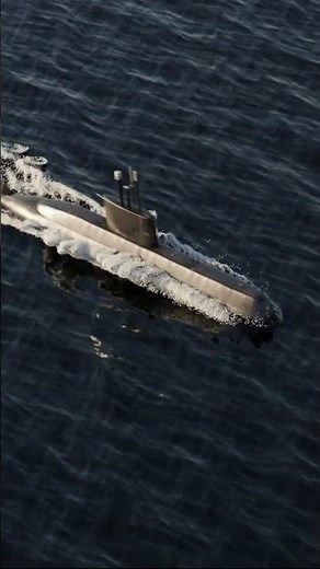Submarine Sailing on Surface in Calm Sea in Blender
