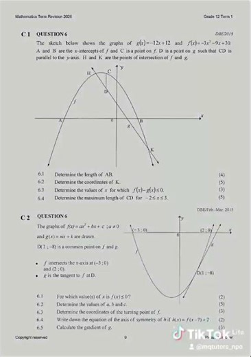 Grade 12 Mathematics Term 1 revision