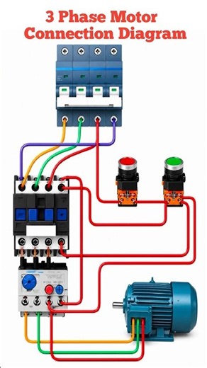 3 Phase Induction Motor Connection Circuit Diagram #diagram #motor #electrical #electrician #power