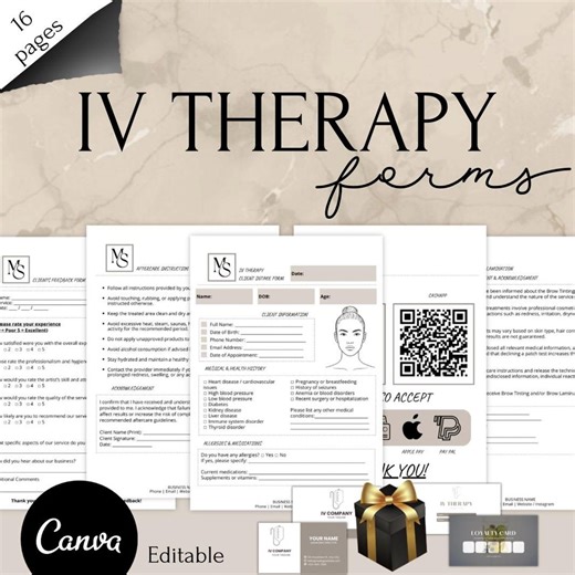IV Therapy Forms, IV Therapy Consent, Intravenous Therapy, Med Spa Forms, Vitamins Injections, IV Infusion Consent, Esthetics Templates - Etsy