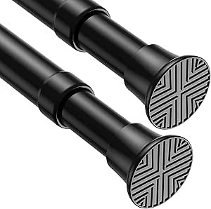 2pack Spring Tension Rods 23-46 Inch Adjustable black Tension Rod Spring Curtain Rod Extendable Spring Loaded Curtain Rods Tension Rod for Curtains,Closet,Kitchen