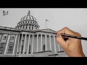 How to draw Capitol Building easy / building drawing step by step / United States Capitol drawing