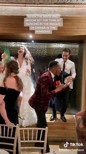 Living their best lives on the best day of their lives #thefunctionband #bridevibes #groomvibes #brideandgroomdress #fyp