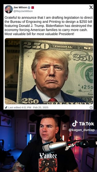 Proposed $250 Bill Featuring Trump by Joe Wilson