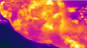 Thermal camera captures volcanic eruption