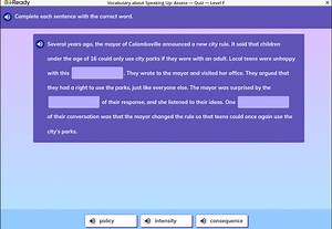 i-ReadyVocabulary about Speaking Up: Assess - Quiz — Level F... | Filo