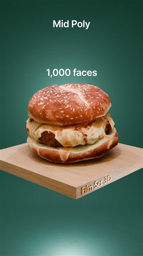 Low Poly vs High Poly Cheeseburger 🍔 (So Satisfying)