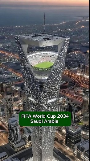 Saudi Arabia 🇸🇦 has unveiled plans to build the world’s first-ever “Sky Stadium” as part of its bid to host the 2034 FIFA World Cup. The groundbreaking project is set to be part of the NEOM mega-city development and aims to be a monumental step in the country’s ambitions to become a global sports powerhouse. The stadium, located 350 meters above the desert floor, will seat 46,000 spectators and is designed to operate entirely on solar and wind power, making it one of the most sustainable sport