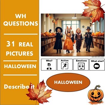 Halloween picture scenes speech therapy | WH questions