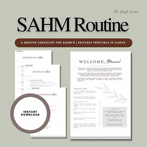 Stay at Home Mom Routine Checklist Printable | Daily Mom Schedule PDF | Morning to Night Routines | SAHM Planner | Editable in Canva | A4 - Etsy UK