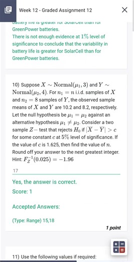 Statistics 2 Week 12 Graded Assignment || IIT Madras BS Degree