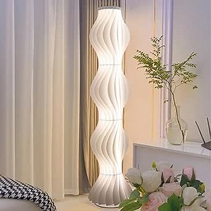 LED Dimmable Column Floor Lamp: 55" Contemporary Decorative Standing Lamps with Hula Skirt Design Shade - Tall Stand Decor Corner Light for Living Room Home Office
