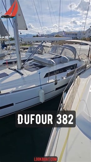 Look Boat on Instagram: "The Dufour 382 (2018) is a well-balanced cruiser, designed to offer both enjoyable sailing performance and generous onboard comfort. It provides a stable and responsive ride, while the twin-helm configuration enhances visibility and control. Equipped with a Volvo Penta D1-30F engine and updated furling sails from 2022, this yacht is easy to handle in all conditions. A bow thruster, full navigation suite, autopilot, solar panels, and an electric windlass contribute to eff